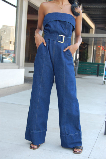 Tube Denim Jumpsuit