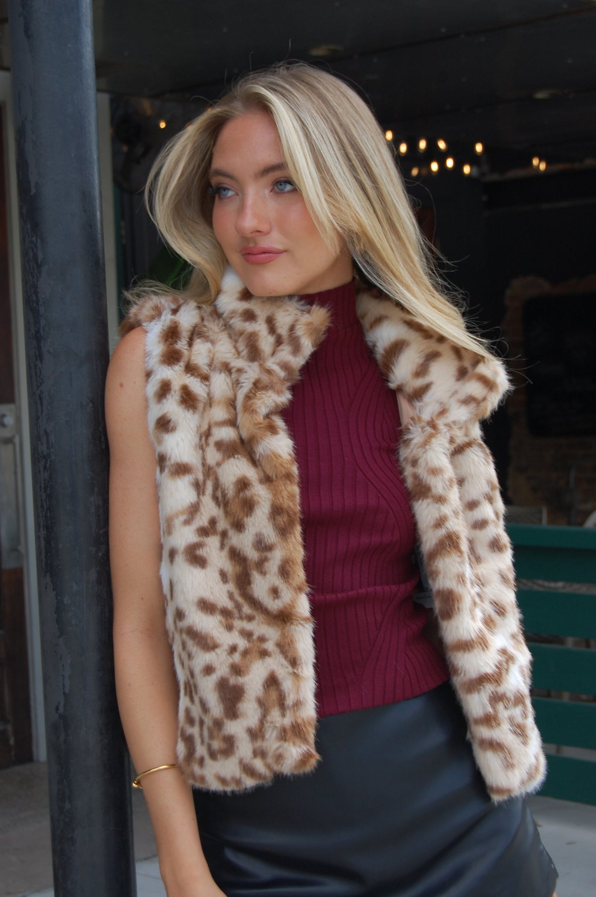 Animal Print Fur Vest