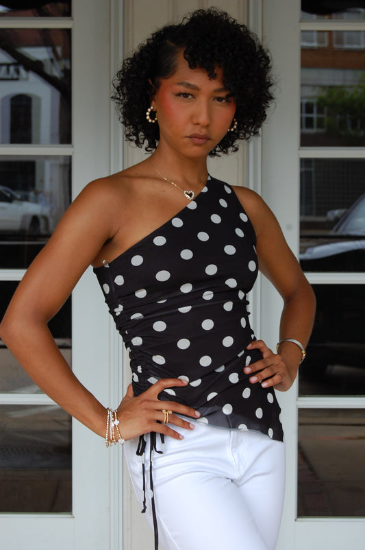 Polka Dot One Shoulder