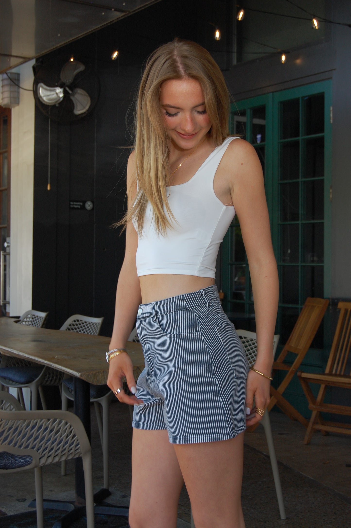 Pinstripe High Waist Shorts