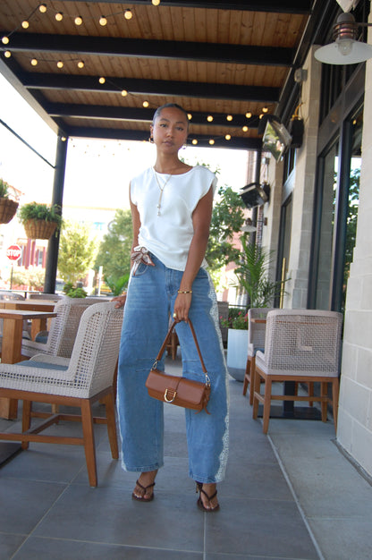 Boat Neck Pleated Top