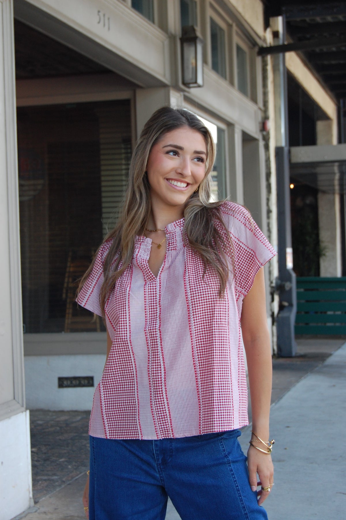 Gingham Short Sleeve Top