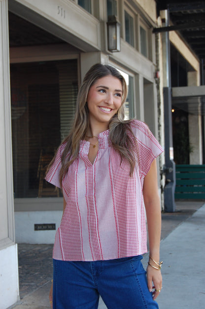 Gingham Short Sleeve Top