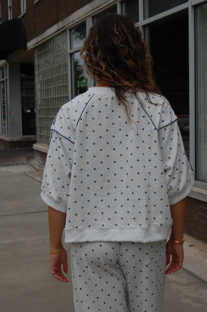 Piping Polka Dot Top Set
