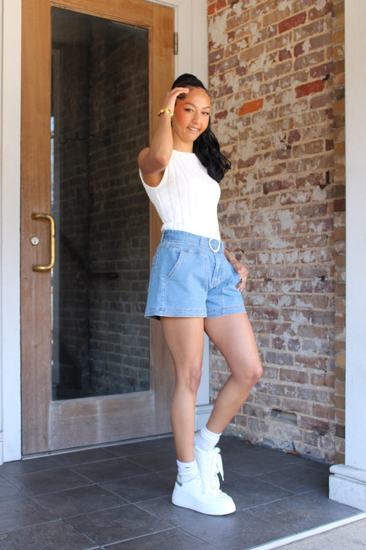 High-Waisted Denim Shorts