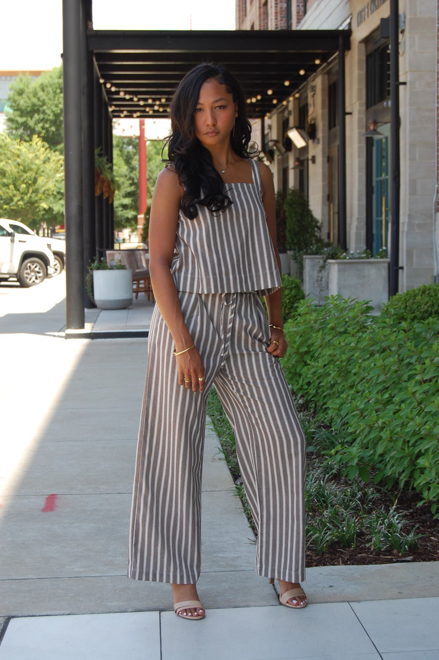Stripe Linen Pants Set