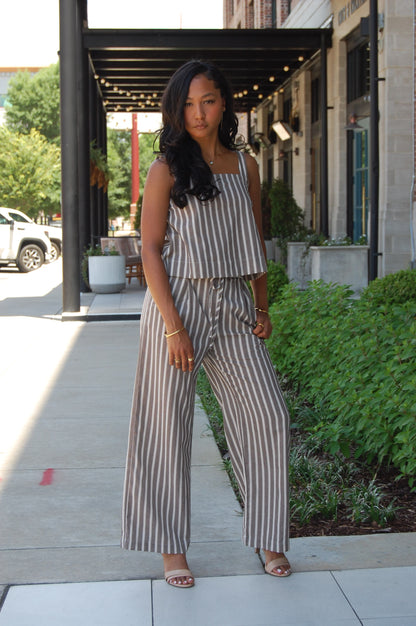 Stripe Linen Pants Set