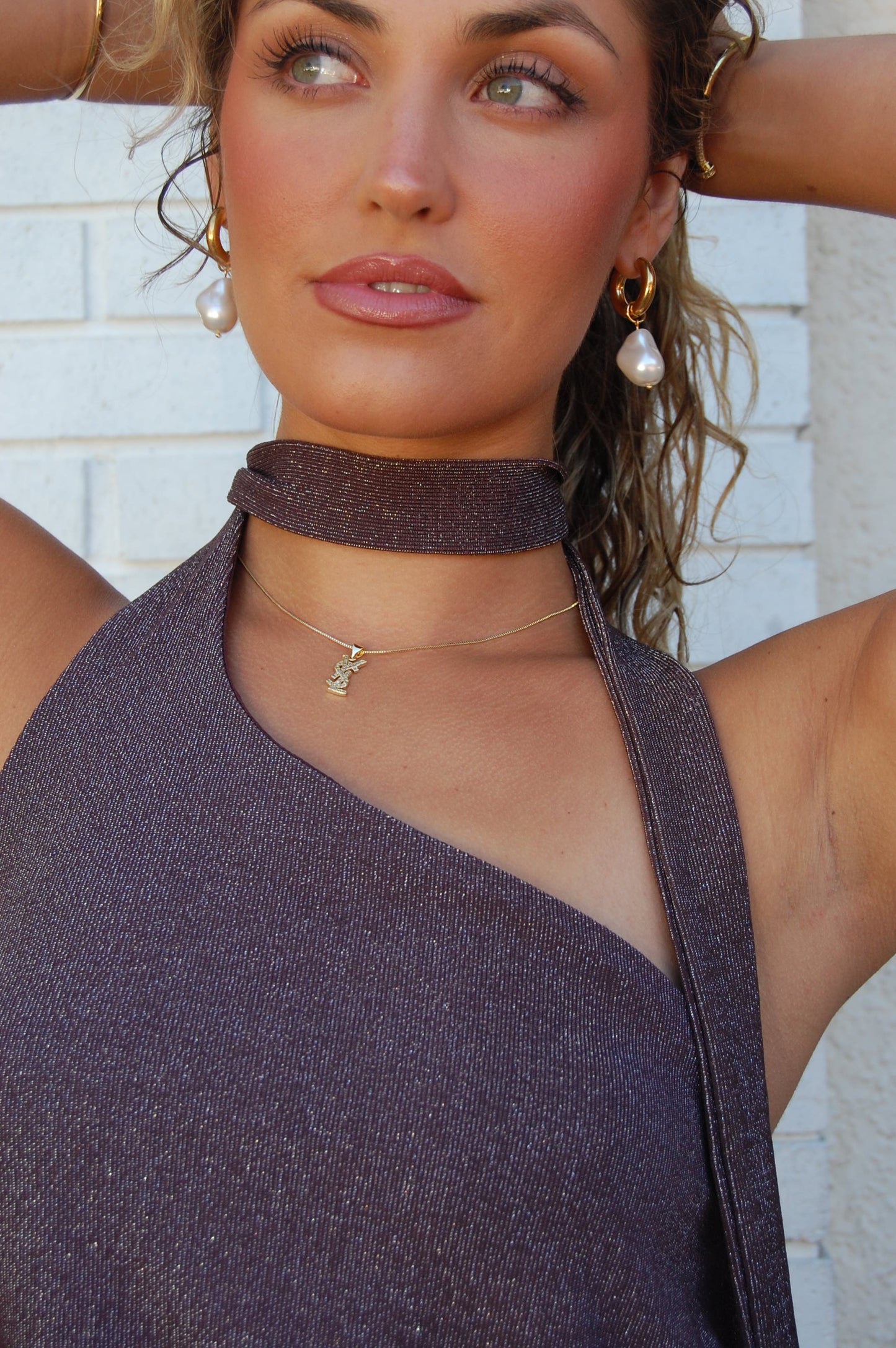 One Shoulder Top W/Scarf