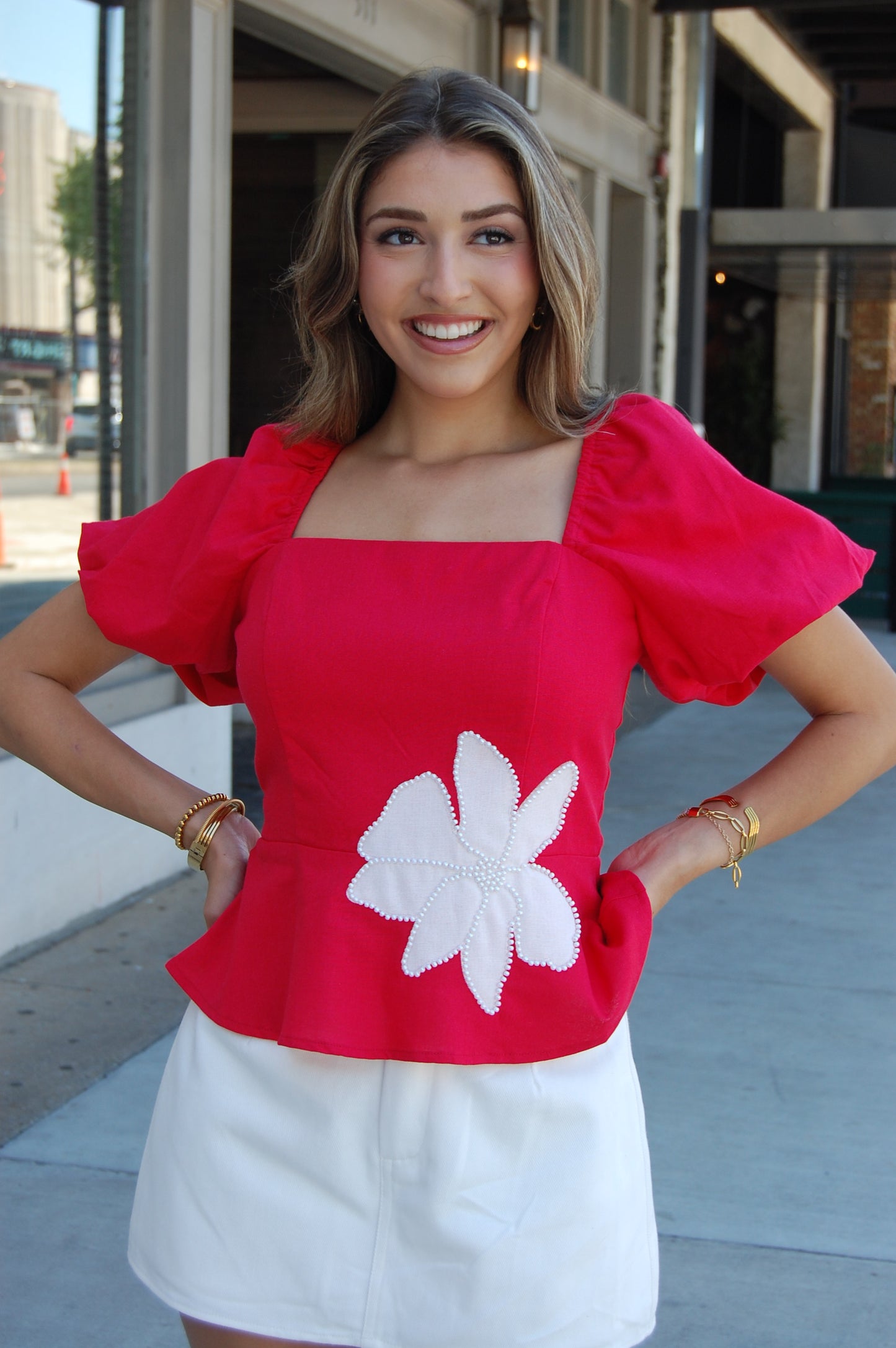 Pearl Floral Peplum Top