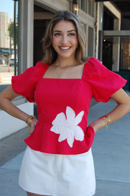 Pearl Floral Peplum Top