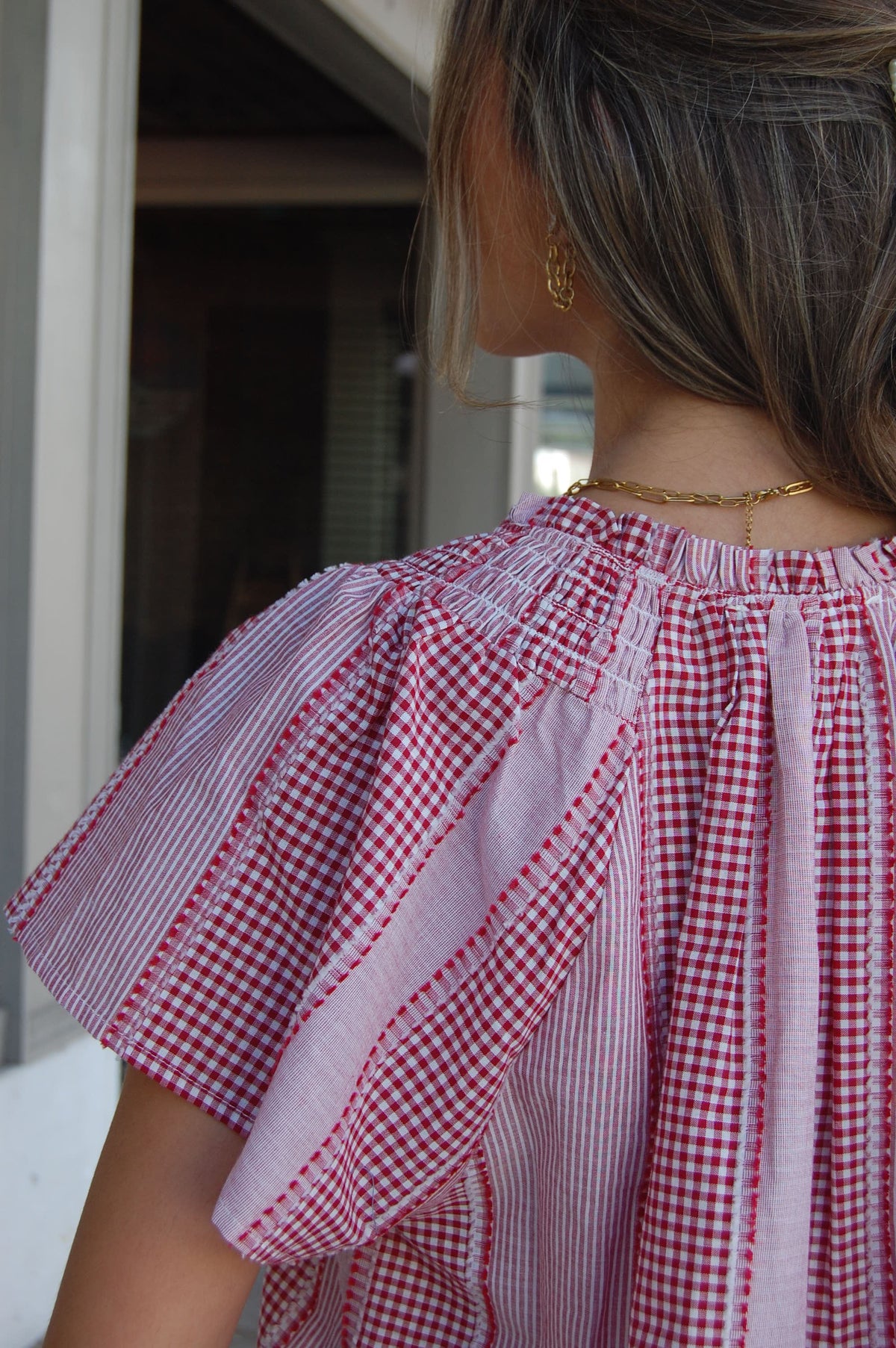 Gingham Short Sleeve Top
