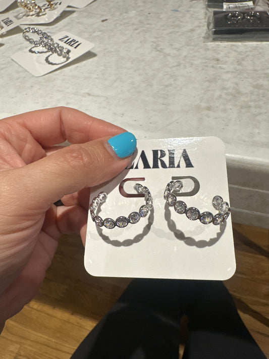 Sterling Silver Diamond Hoops