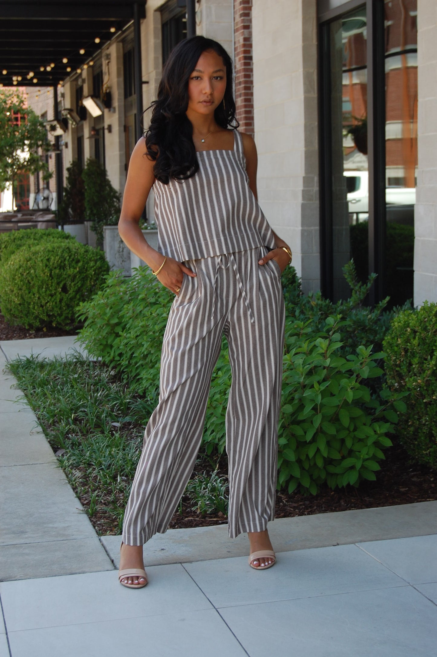 Stripe Linen Top Set