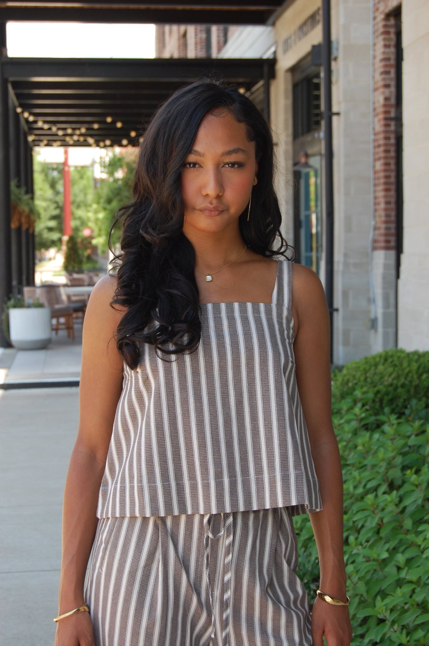 Stripe Linen Top Set