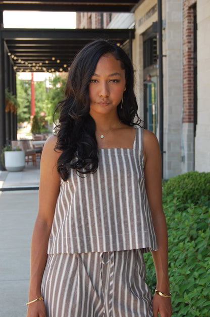 Stripe Linen Top Set
