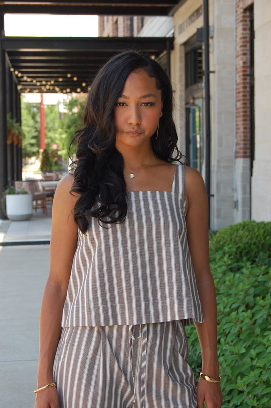 Stripe Linen Top Set