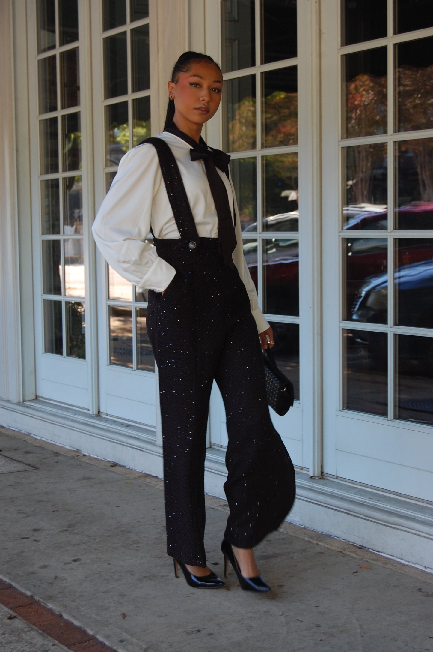 Tweed Wide Leg Overalls