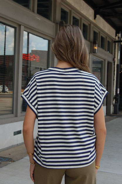 Stripe Lace Up Top