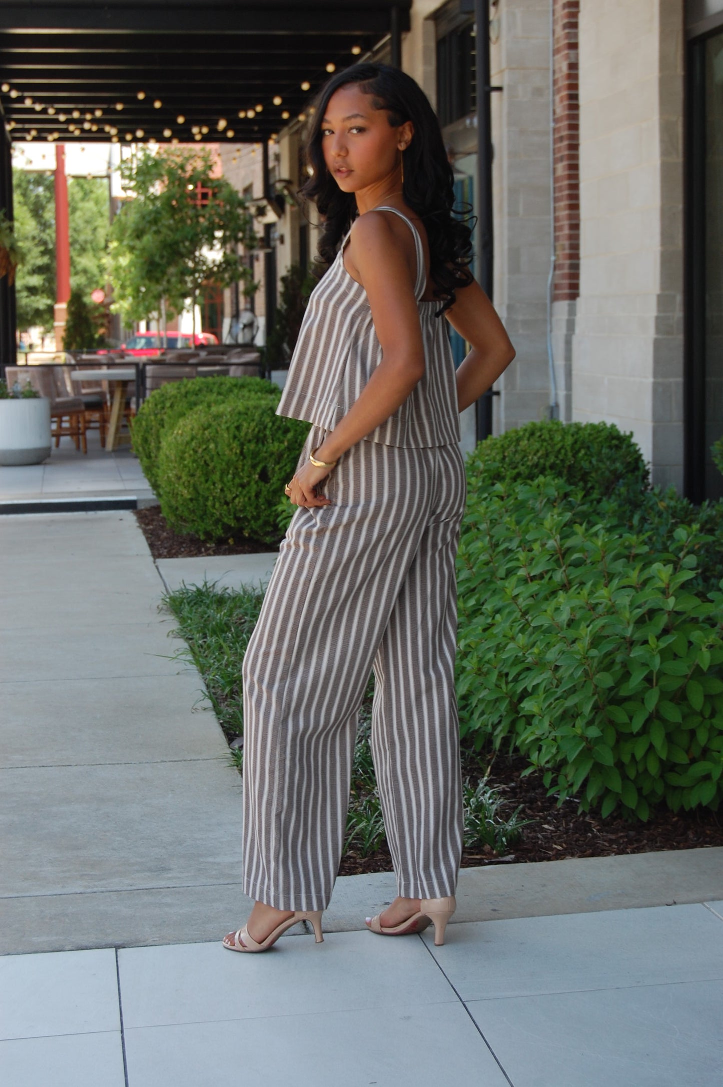 Stripe Linen Top Set