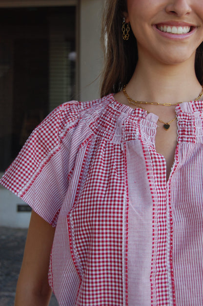 Gingham Short Sleeve Top