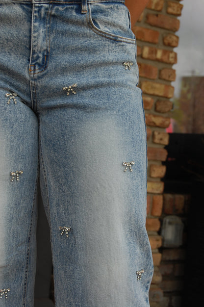 Bow Embellished Jeans