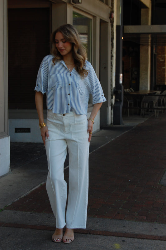 V-Neck Stripe Top