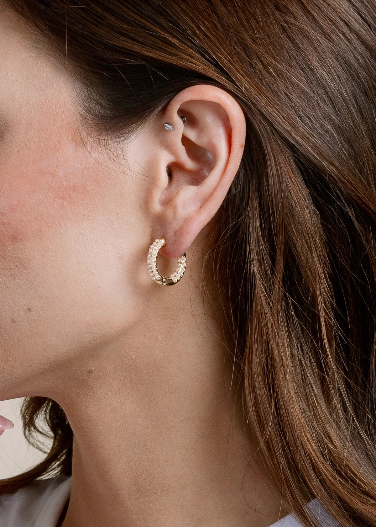 Non-Tarnish Pearl Hoop Earrings