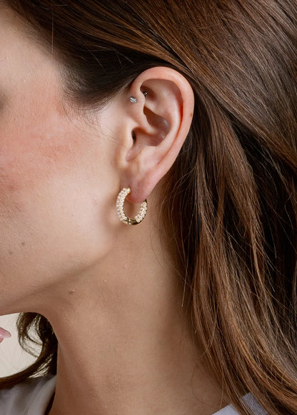 Non-Tarnish Pearl Hoop Earrings