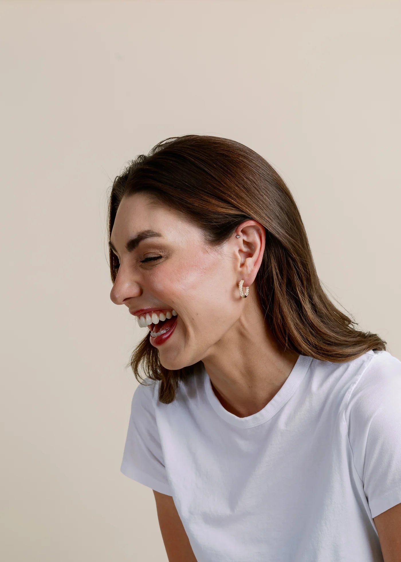 Non-Tarnish Pearl Hoop Earrings