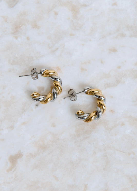 Non-Tarnish Twisted Hoops