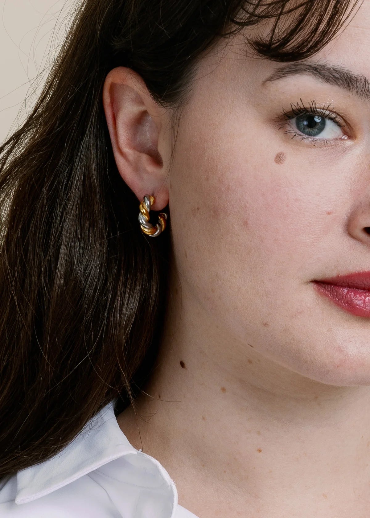 Non-Tarnish Twisted Hoops