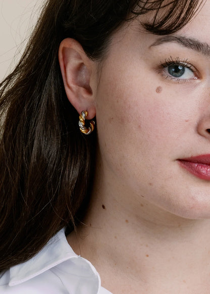Non-Tarnish Twisted Hoops