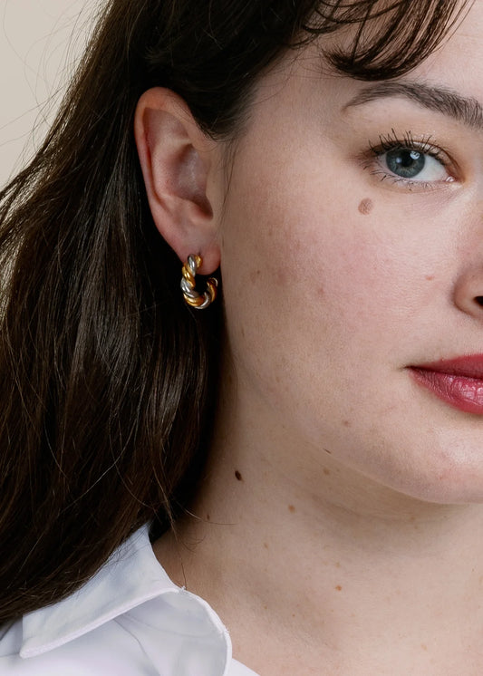 Non-Tarnish Twisted Hoops