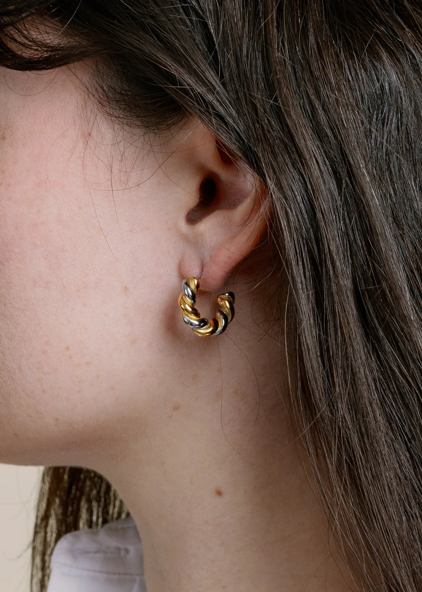 Non-Tarnish Twisted Hoops