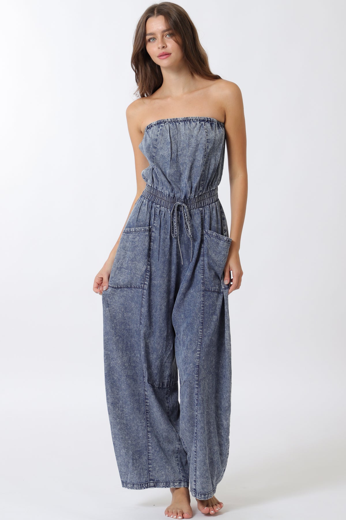 Tube Denim Jumpsuit