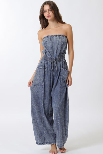 Tube Denim Jumpsuit