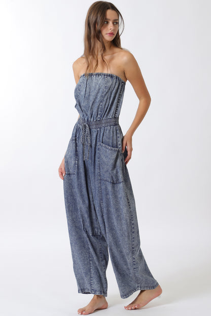 Tube Denim Jumpsuit