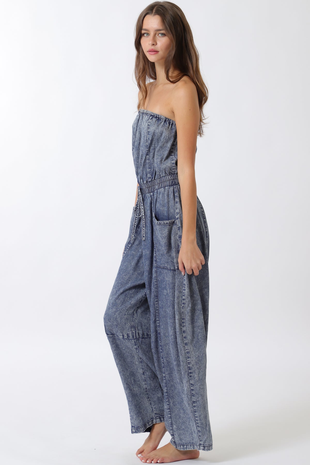 Tube Denim Jumpsuit