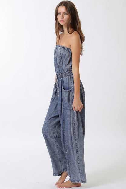 Tube Denim Jumpsuit