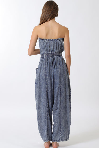 Tube Denim Jumpsuit