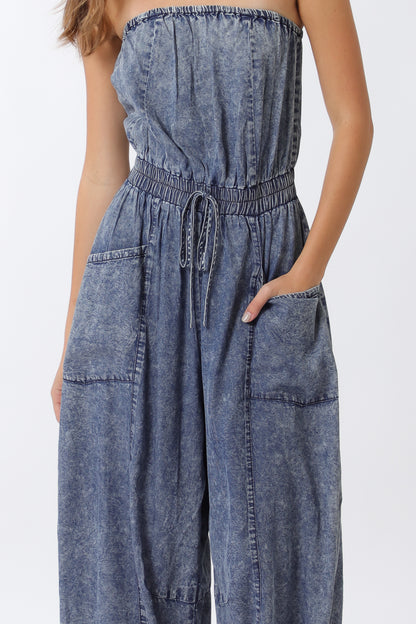 Tube Denim Jumpsuit