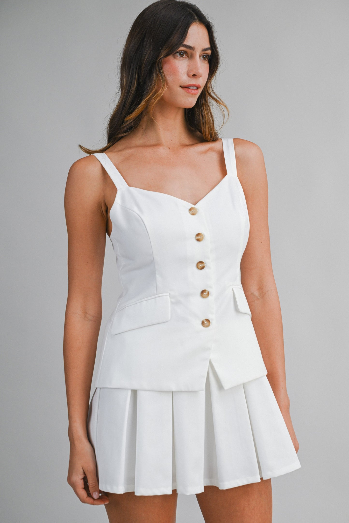 Pleated Suit Romper