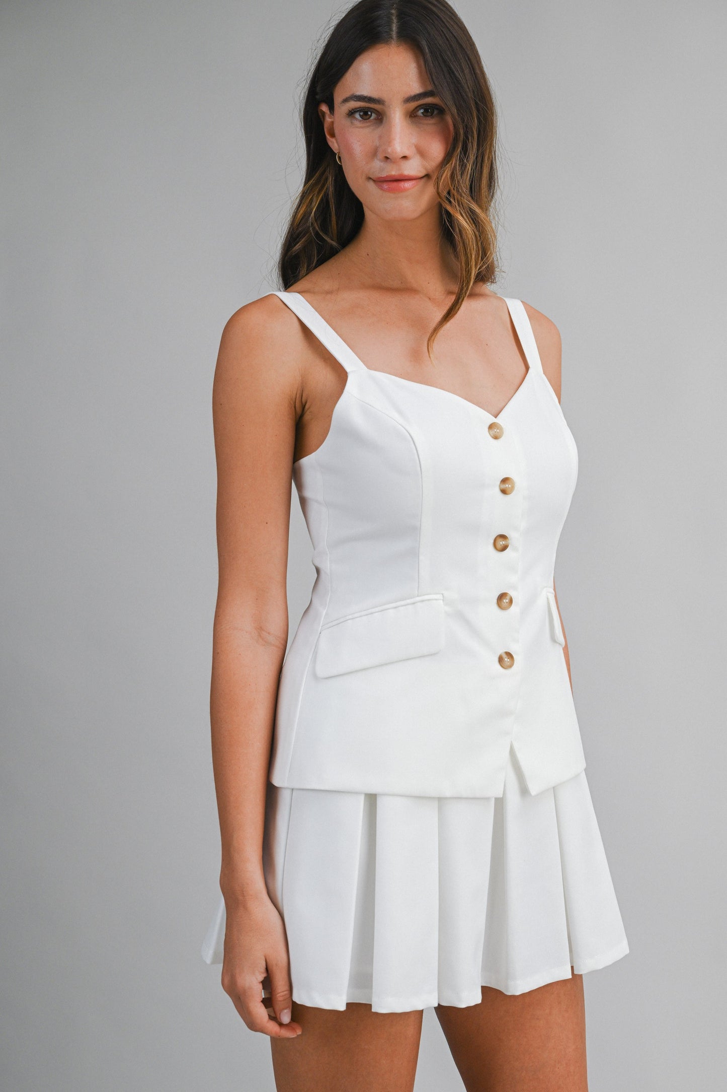 Pleated Suit Romper