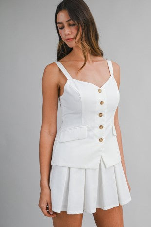 Pleated Suit Romper