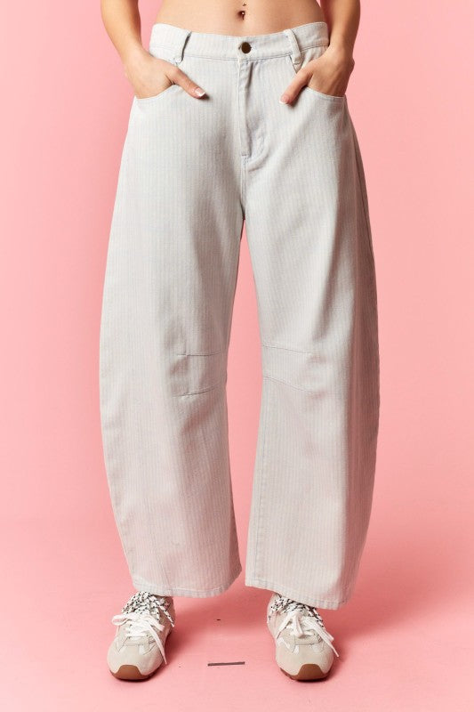 Distressed Barrel Pants