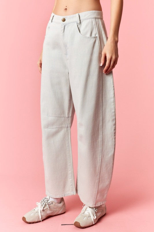 Distressed Barrel Pants