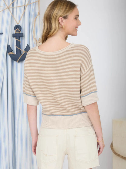 Stripe Trim Sweater
