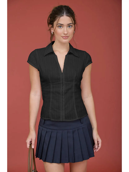 Collared Short Sleeve Top