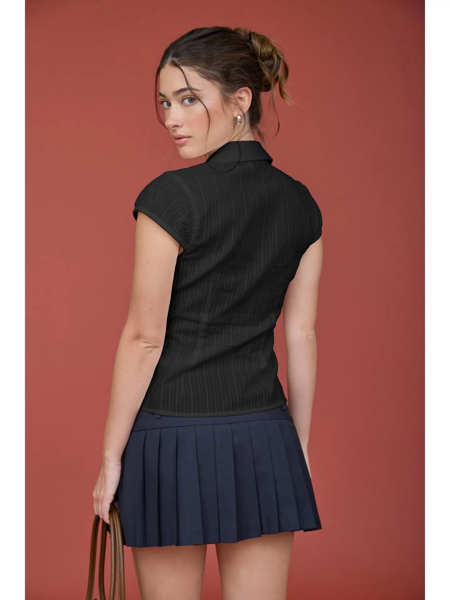 Collared Short Sleeve Top