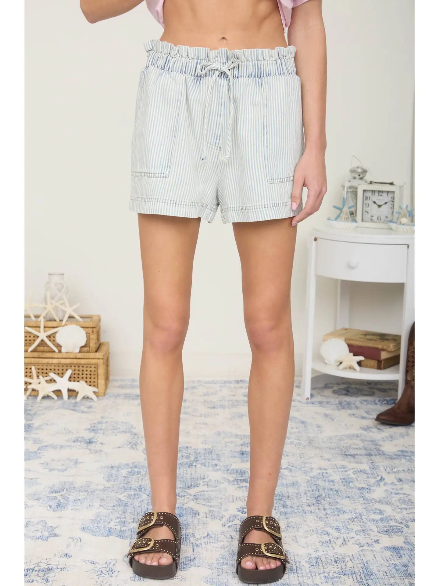 Stripe Drawstring Shorts
